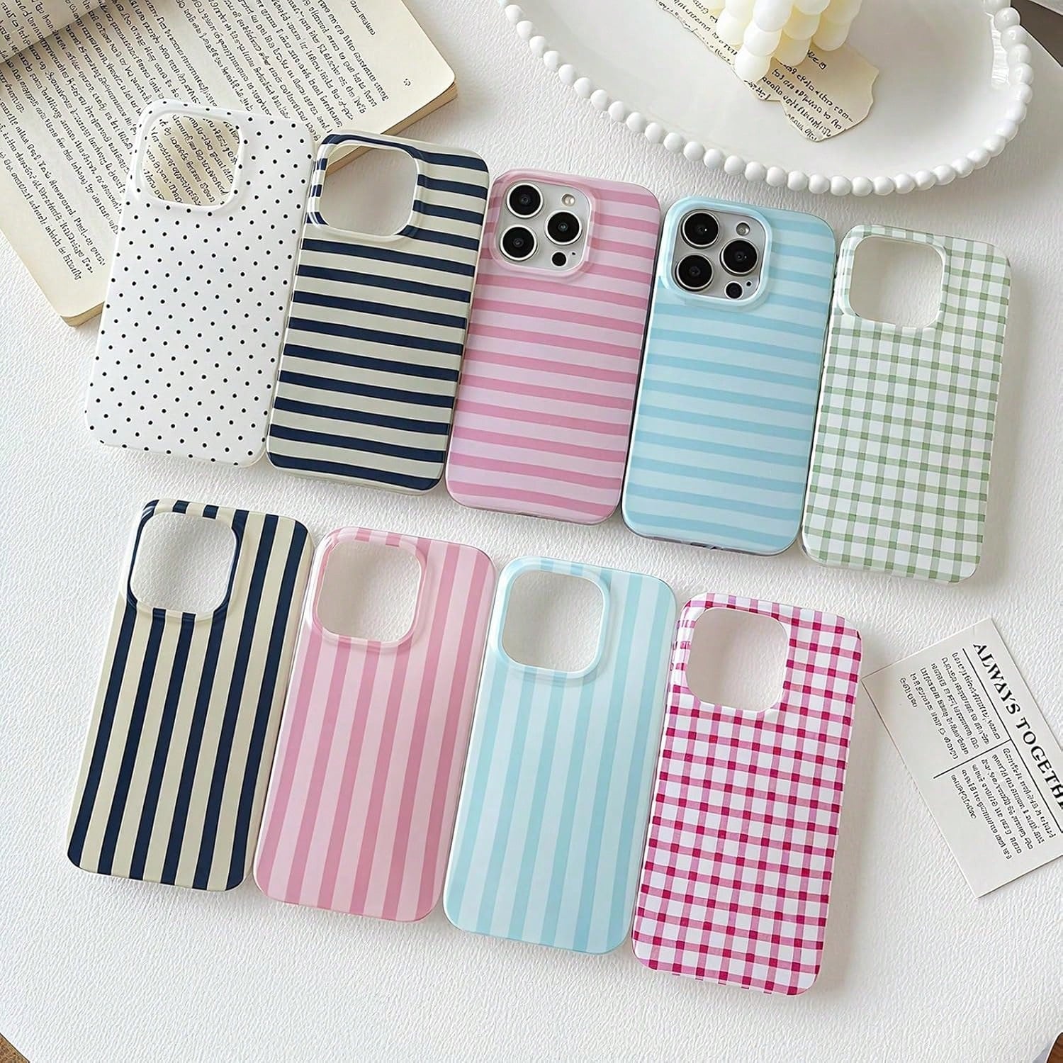 Minimalist Blue Striped Fashion Phone Case, Blue And White Vertical Stripe Design, Retro Minimalist & Vintage Aesthetic Style, Compatible With IPhone 17/16/15/14/13/12/11 Pro Max, Ideal Birthday Gift