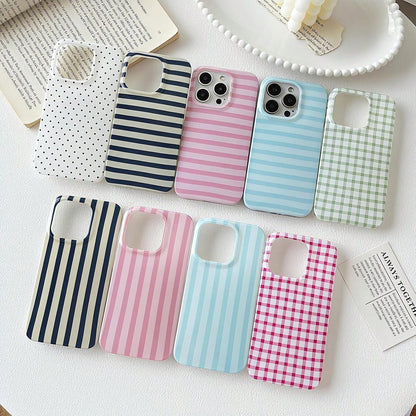 Minimalist Blue Striped Fashion Phone Case, Blue And White Vertical Stripe Design, Retro Minimalist & Vintage Aesthetic Style, Compatible With IPhone 17/16/15/14/13/12/11 Pro Max, Ideal Birthday Gift