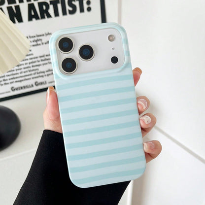 Minimalist Blue Striped Fashion Phone Case, Blue And White Vertical Stripe Design, Retro Minimalist & Vintage Aesthetic Style, Compatible With IPhone 17/16/15/14/13/12/11 Pro Max, Ideal Birthday Gift