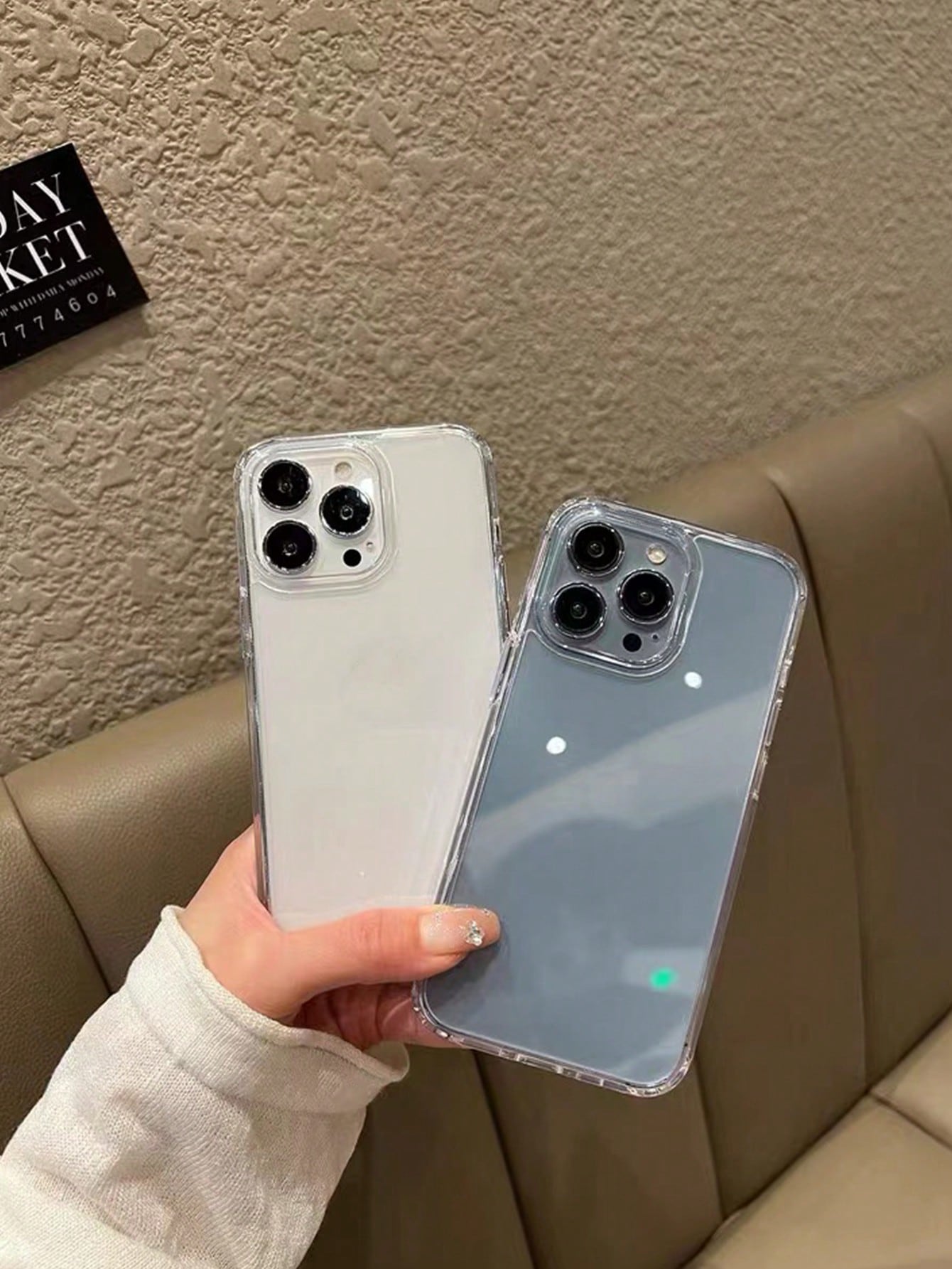 Minimalist Luxury Solid Color Material 2pcs High-Quality Transparent Crystal Shield Acrylic Smooth Glossy Full Coverage Anti-Drop Phone Premium Case Compatible With Iphone 15/15 Pro Max/15 Pro/15 Plus