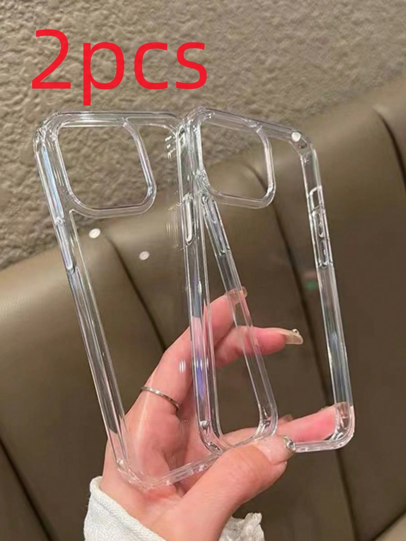Minimalist Luxury Solid Color Material 2pcs High-Quality Transparent Crystal Shield Acrylic Smooth Glossy Full Coverage Anti-Drop Phone Premium Case Compatible With Iphone 15/15 Pro Max/15 Pro/15 Plus