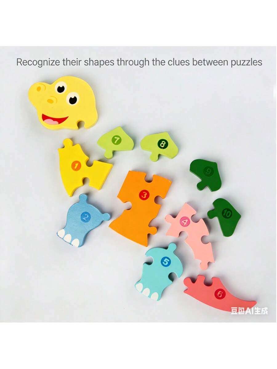 MINKOJA 1Pc Buckle Puzzle With Four Animal Shapes, Children's Wooden Toy Jigsaw Puzzle, Baby Early Education Educational Toy, Birthday Gift