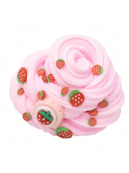 MINKOJA 70ml Strawberry Ice Cream Scented Butter Slime- Fluffy Blue & Pink Slime, Suitable For Kids, Ideal Party Favor, Comes With Fun Slime Accessories, Unisex(Some Parts' Color And Style Are Sent R
