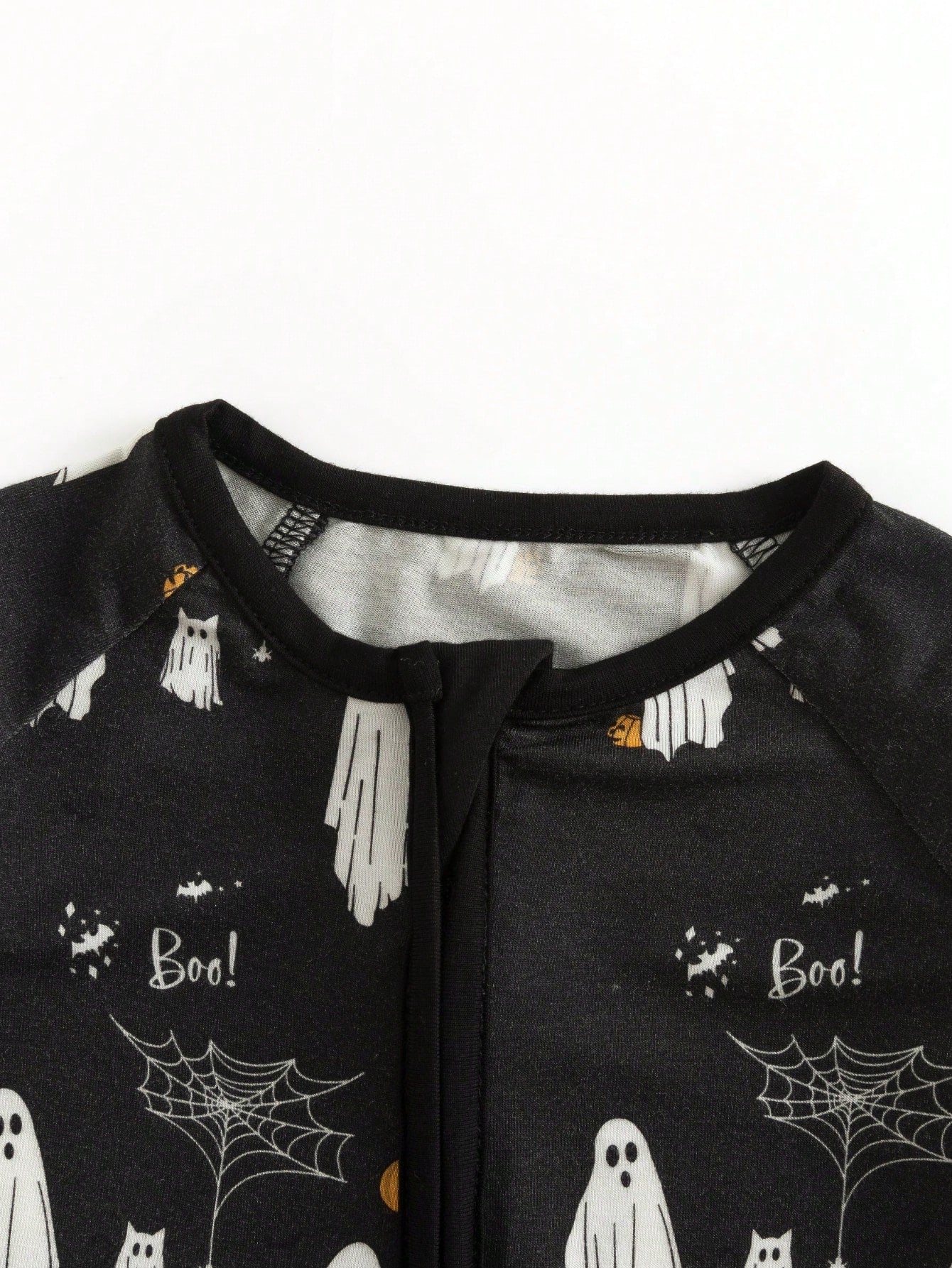 MIOZING Black Halloween Romper, Long Sleeve Zipper Infant Jumpsuit, Ghost Spider Pattern Daily Outfit, Breathable Bamboo Fiber Fabric For Baby Boys