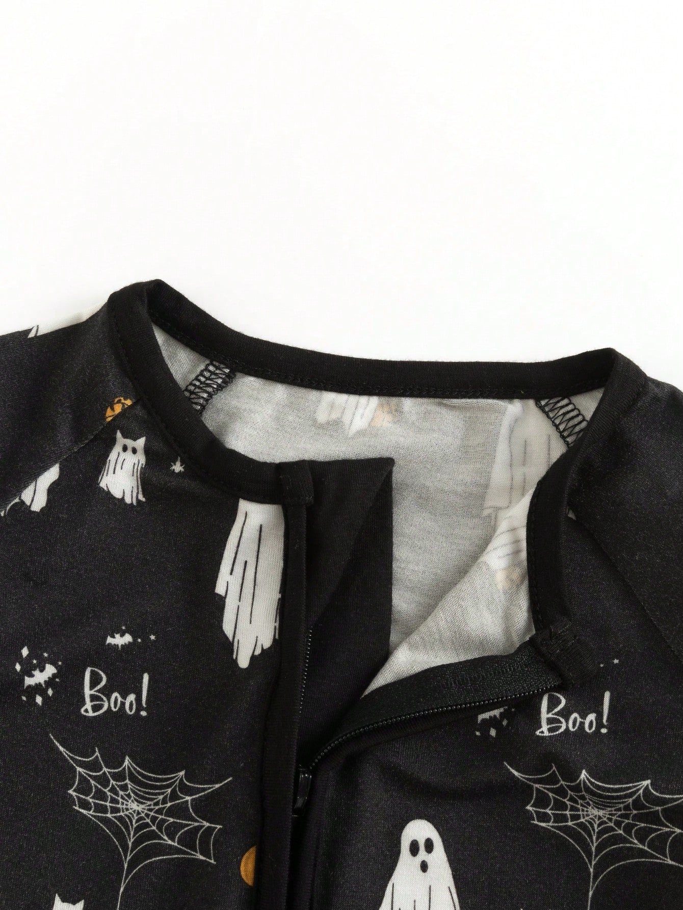 MIOZING Black Halloween Romper, Long Sleeve Zipper Infant Jumpsuit, Ghost Spider Pattern Daily Outfit, Breathable Bamboo Fiber Fabric For Baby Boys