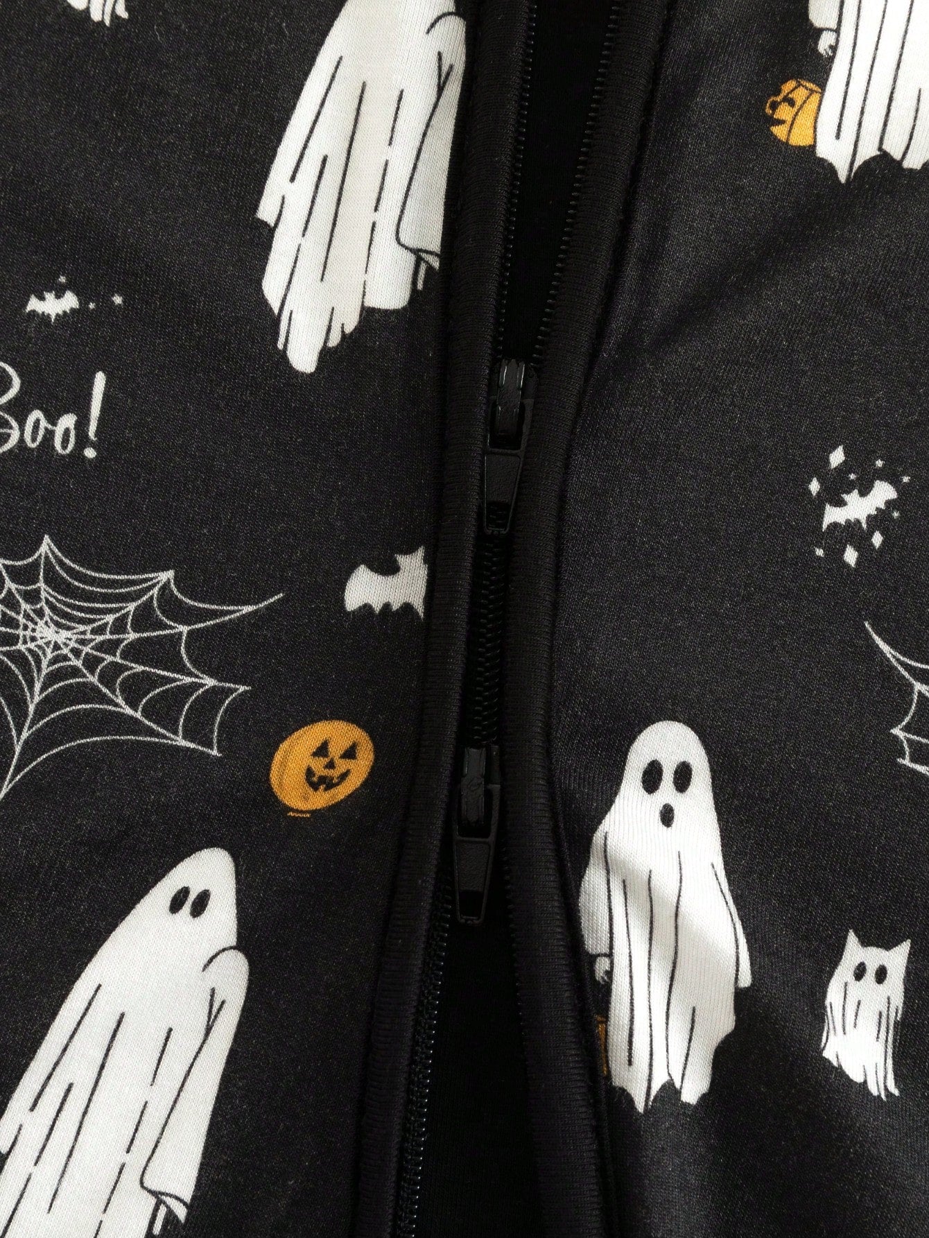 MIOZING Black Halloween Romper, Long Sleeve Zipper Infant Jumpsuit, Ghost Spider Pattern Daily Outfit, Breathable Bamboo Fiber Fabric For Baby Boys