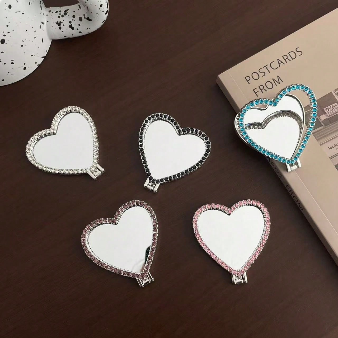 Mirror Heart Shaped Adhesive Phone Stand, Stable Desktop Phone Holder, Pop-Out Socket Phone Grip, Phone Accessories, Phone Decoration, Phone Essentials, Telescopic Phone Stand, Phone Grip, Small Gift