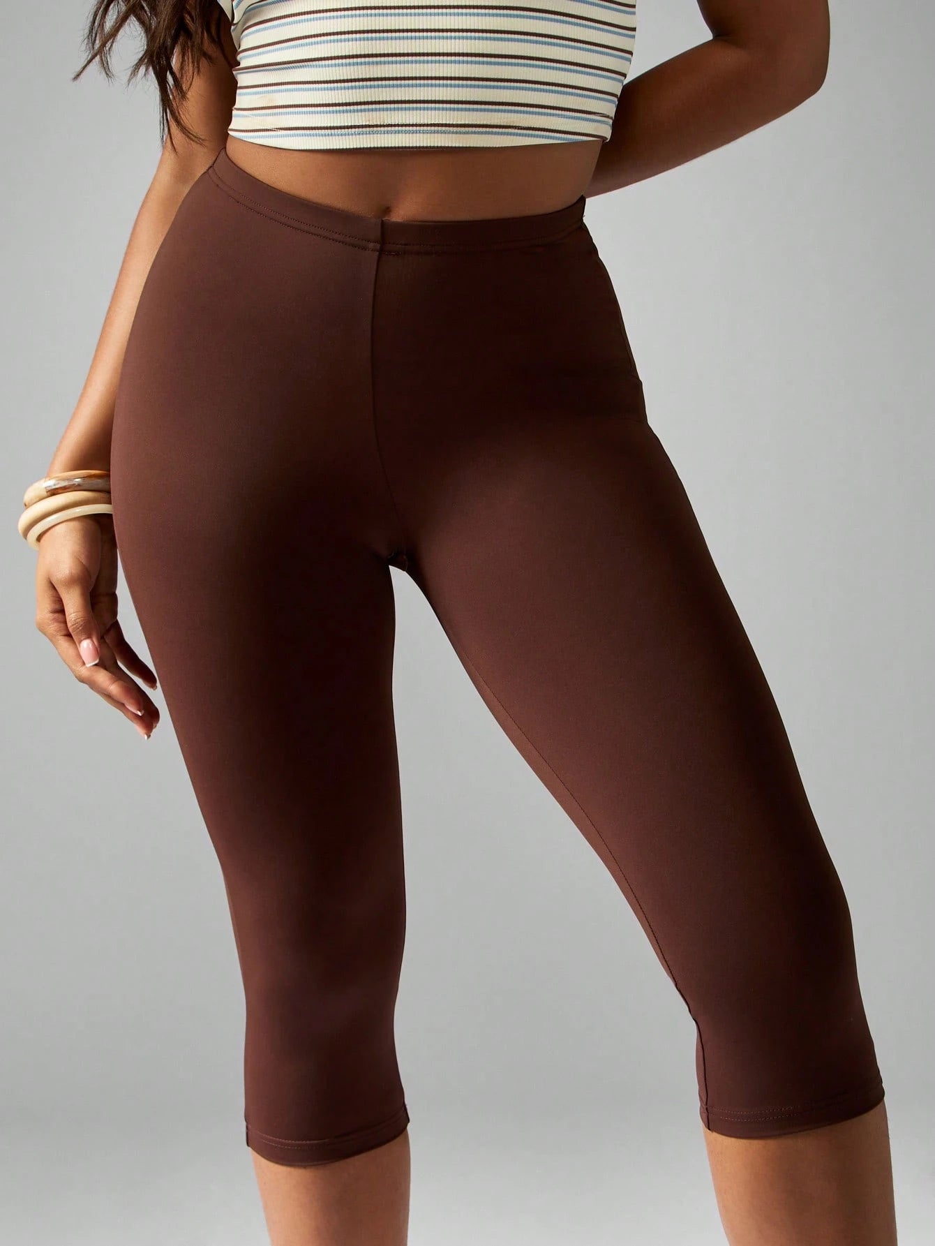 MISSGUIDED High Waist Capri Leggings Compression Pants Premium Stretch Knit Sportswear Workout Gym Running