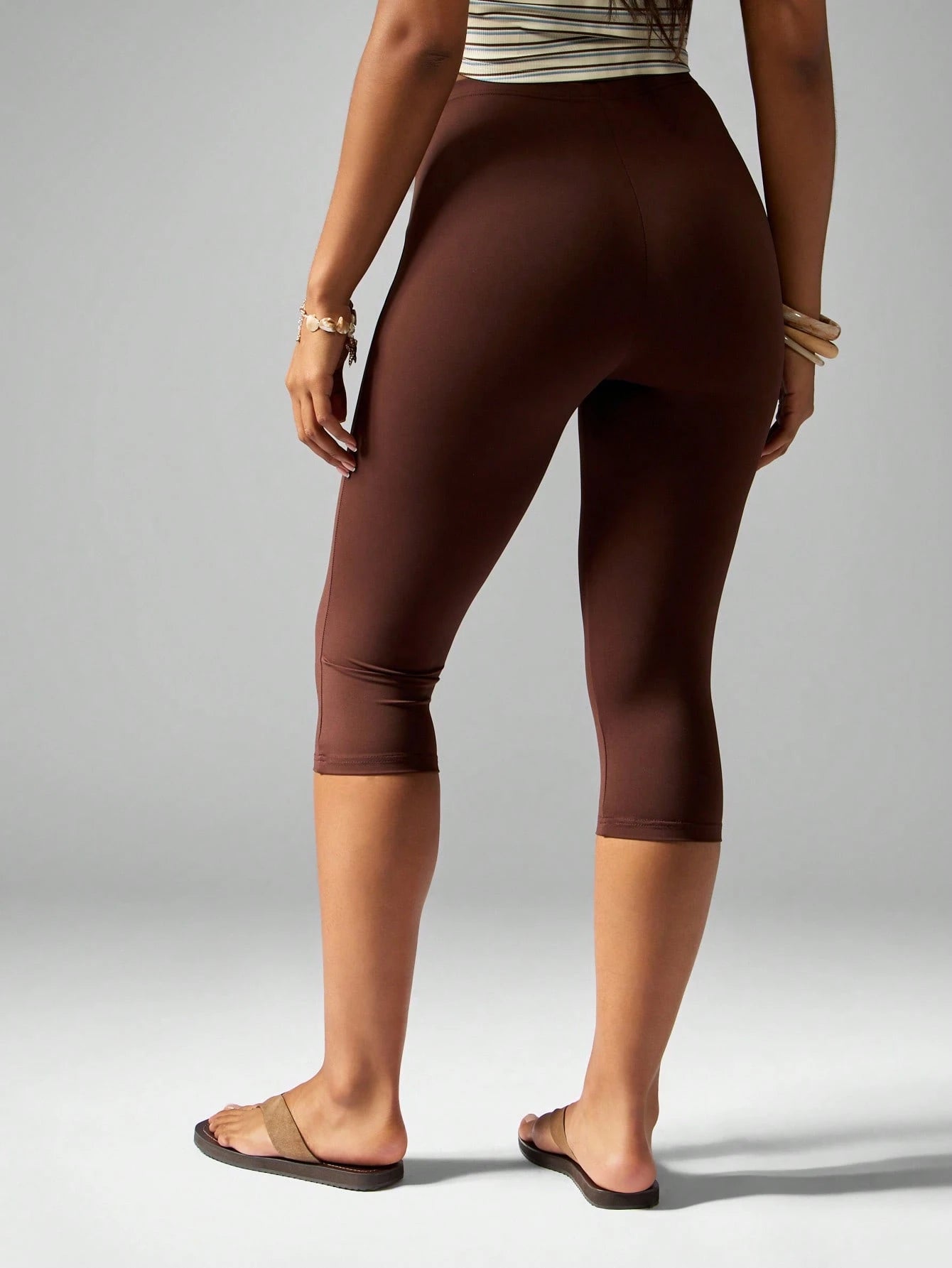 MISSGUIDED High Waist Capri Leggings Compression Pants Premium Stretch Knit Sportswear Workout Gym Running