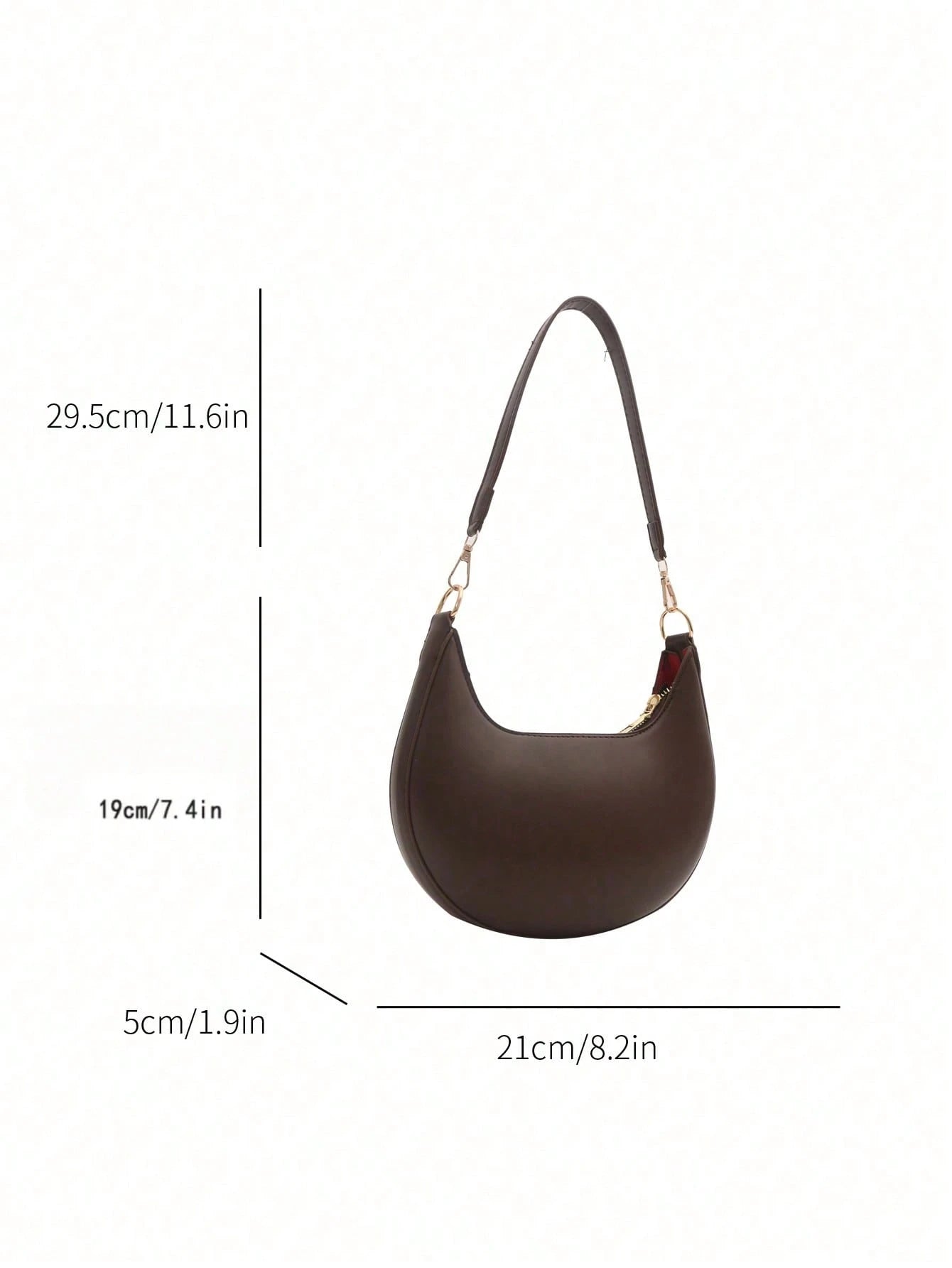 MOD 1pc Coffee Brown Crescent-Shaped PU Leather Shoulder Bag, Fashion Simple Solid Color Women Underarm Bag, Autumn/Winter, Old Money,Business Professional Women, Quiet Luxury