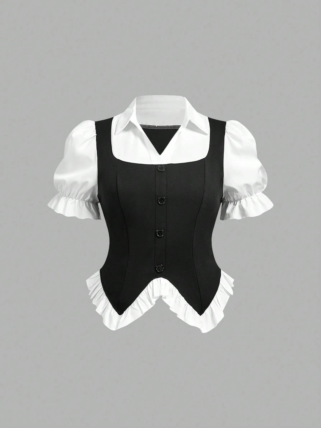 MOD Plus Size Women's 2 In 1 College Shirt, Commute, Daily, Elegant,Back To School,Y2K Tops, Work Outfits,Dress Shirt