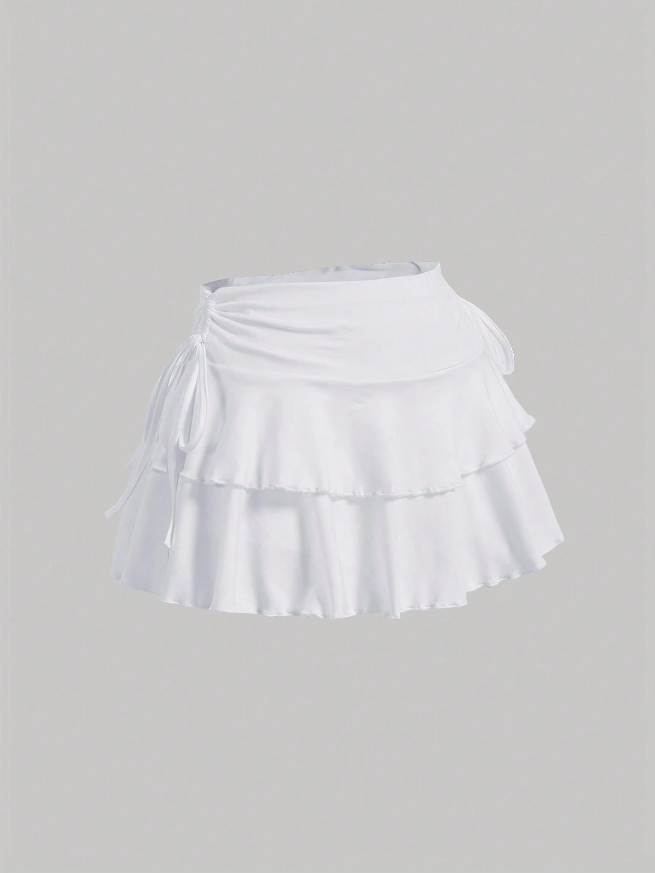 MOD Summer Casual Drawstring Ruched Waist A-Line Skirt
