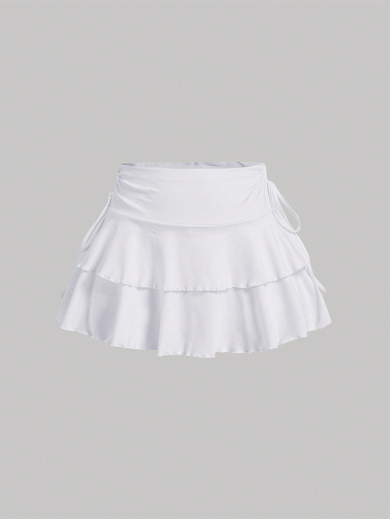 MOD Summer Casual Drawstring Ruched Waist A-Line Skirt