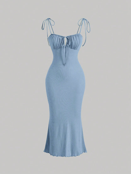 MOD Tie Front Ruched Bust Cami Dress,Pastel Dresses For Women