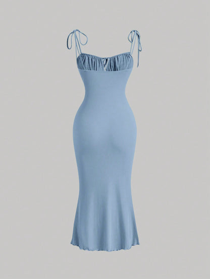 MOD Tie Front Ruched Bust Cami Dress,Pastel Dresses For Women