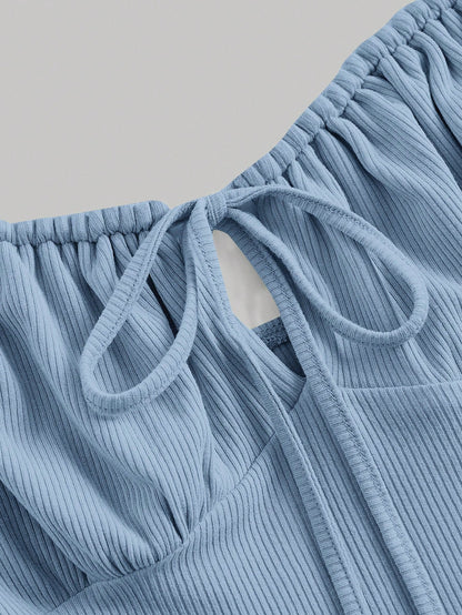 MOD Tie Front Ruched Bust Cami Dress,Pastel Dresses For Women