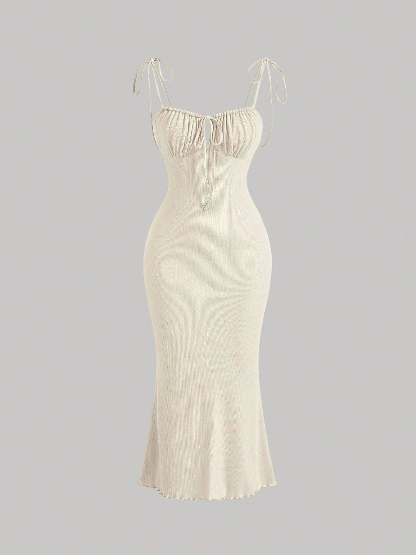 MOD Tie Front Ruched Bust Cami Dress,Pastel Dresses For Women