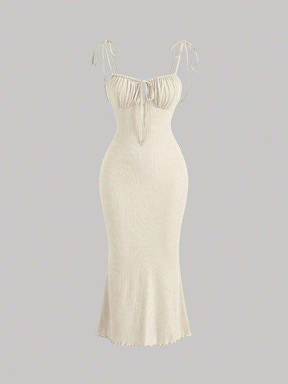 MOD Tie Front Ruched Bust Cami Dress,Pastel Dresses For Women