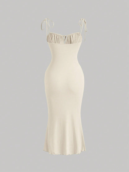 MOD Tie Front Ruched Bust Cami Dress,Pastel Dresses For Women