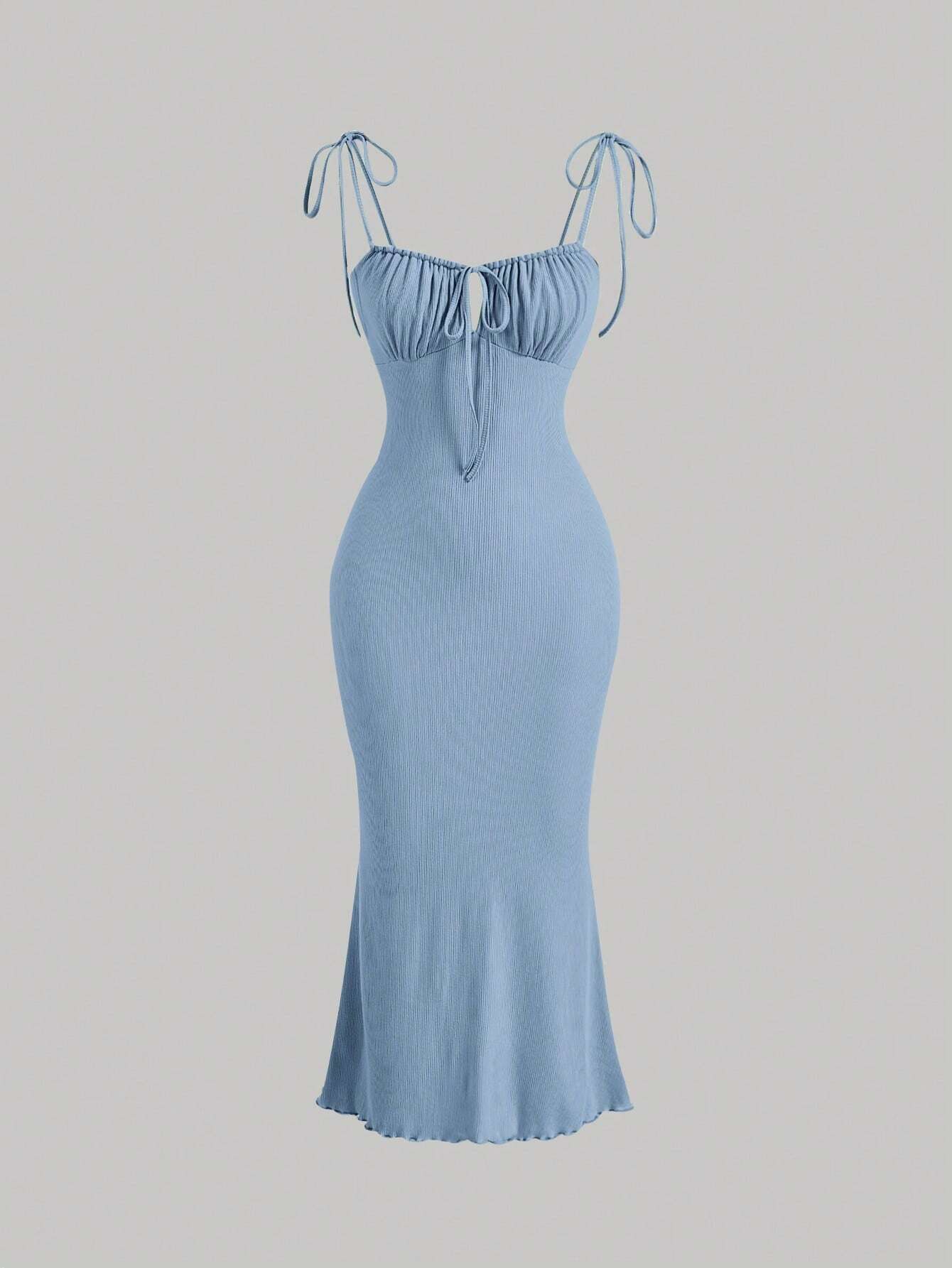 MOD Tie Front Ruched Bust Cami Dress,Pastel Dresses For Women