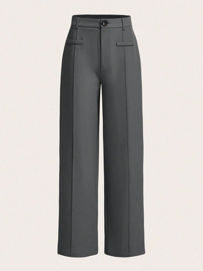 MOD Women's Button Closure Straight-Leg Casual Vintage Style Loose And Comfortable Pants