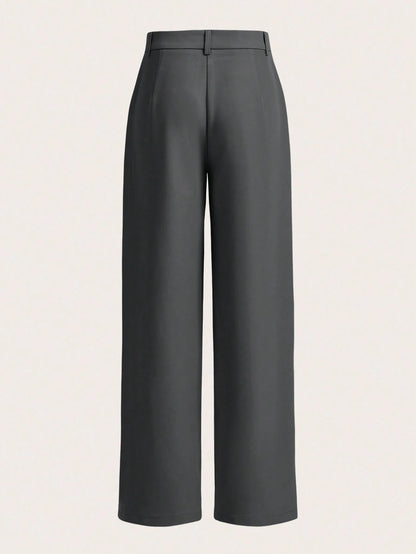 MOD Women's Button Closure Straight-Leg Casual Vintage Style Loose And Comfortable Pants