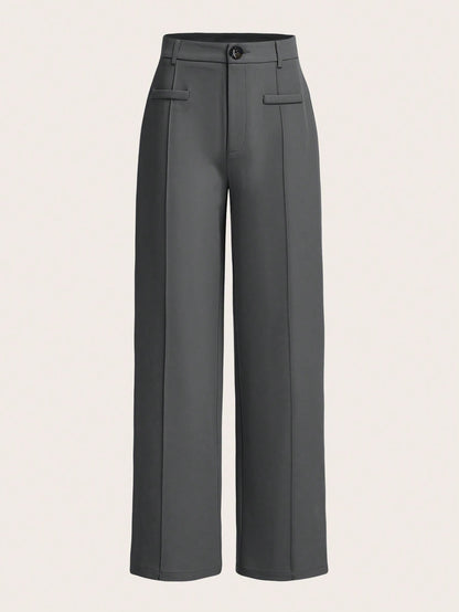 MOD Women's Button Closure Straight-Leg Casual Vintage Style Loose And Comfortable Pants