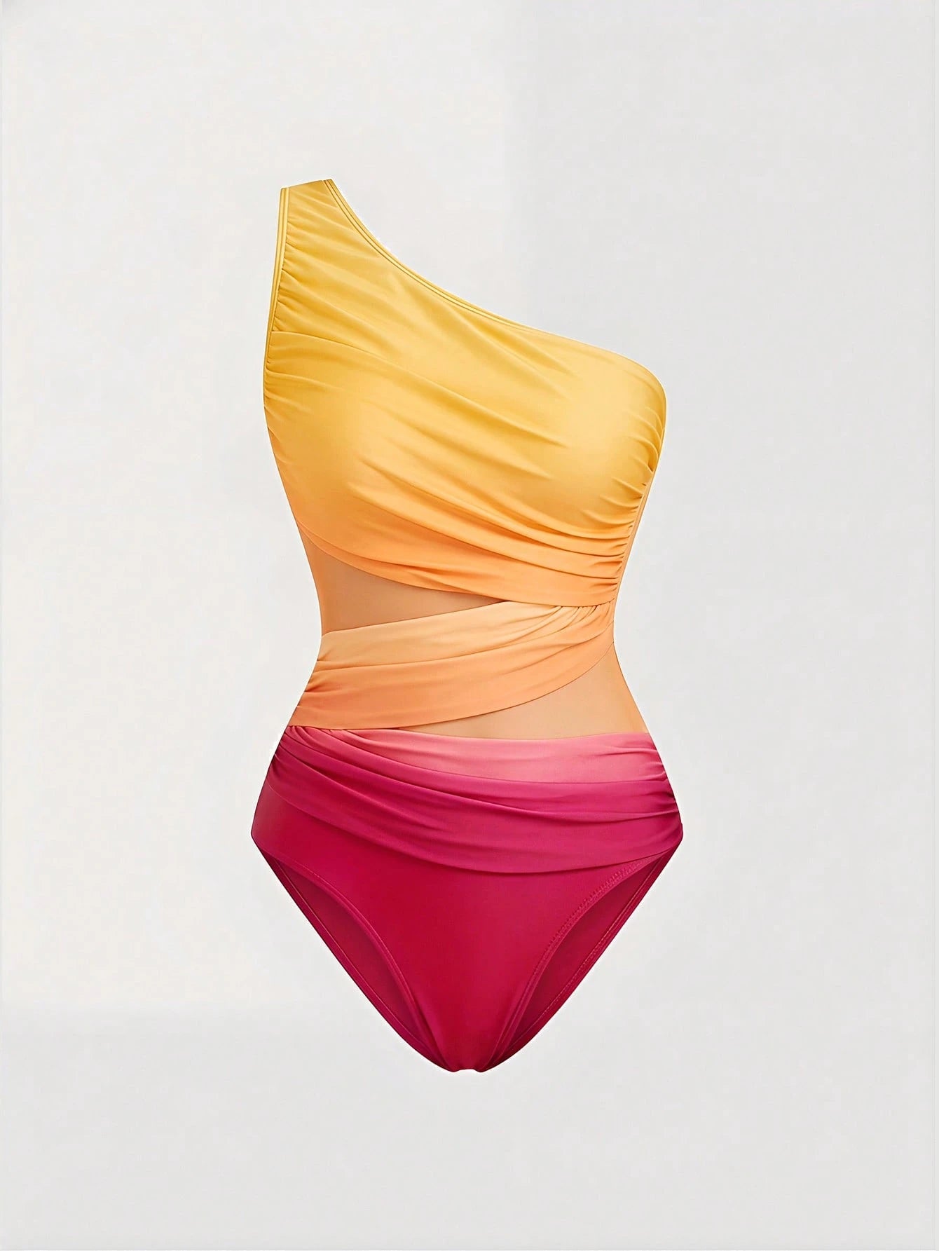 MOD Women's Fashionable Sexy Gradient Color Mesh One-Piece Swimsuit, Suitable For Beach And Vacation