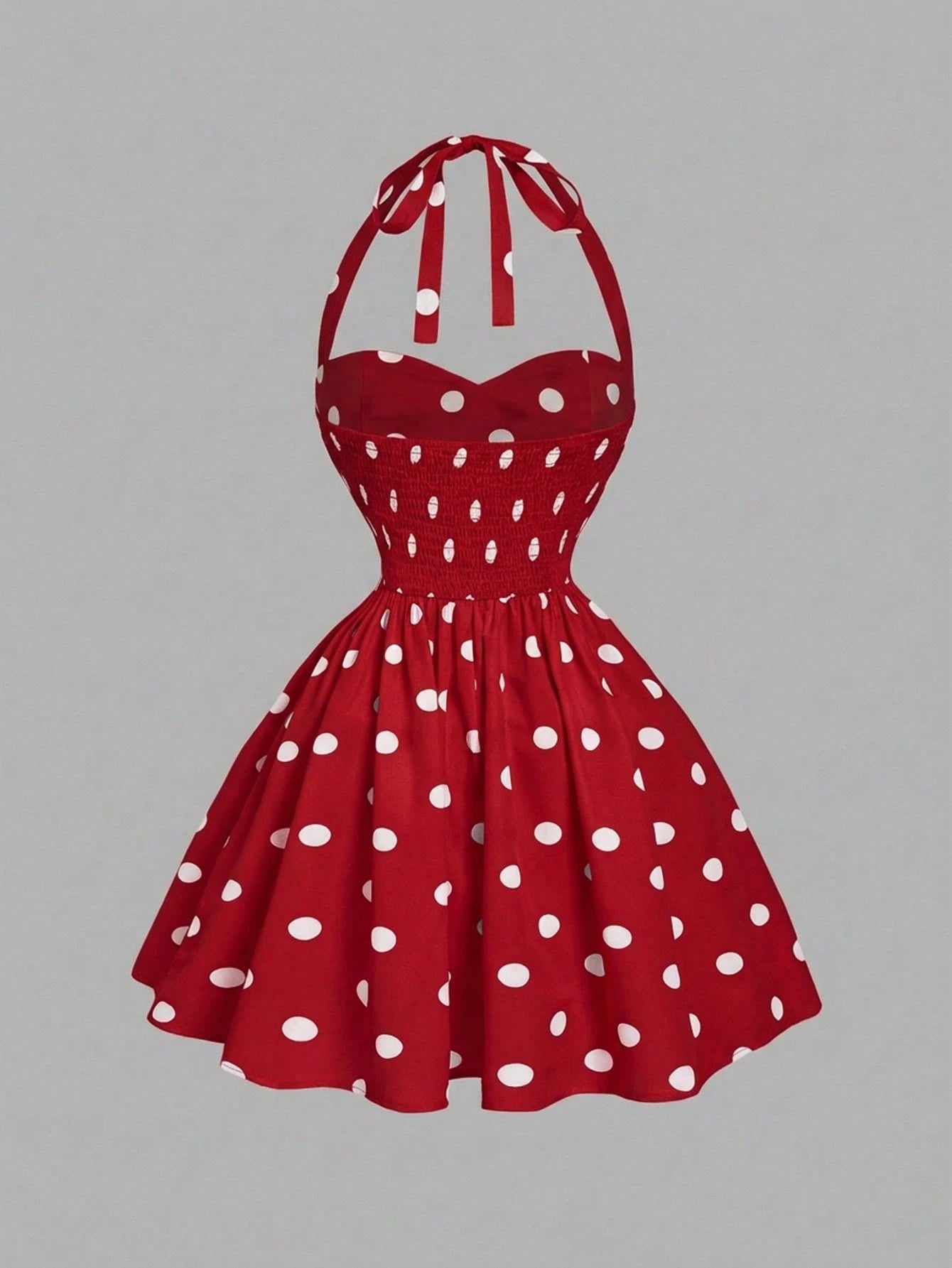 MOD Women's Polka Dot Bandeau Long Dress, Minimalist & Fashionable, Suitable For Summer,Polka Pin Up Red And White Women