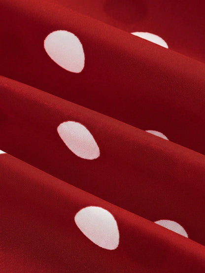 MOD Women's Polka Dot Bandeau Long Dress, Minimalist & Fashionable, Suitable For Summer,Polka Pin Up Red And White Women