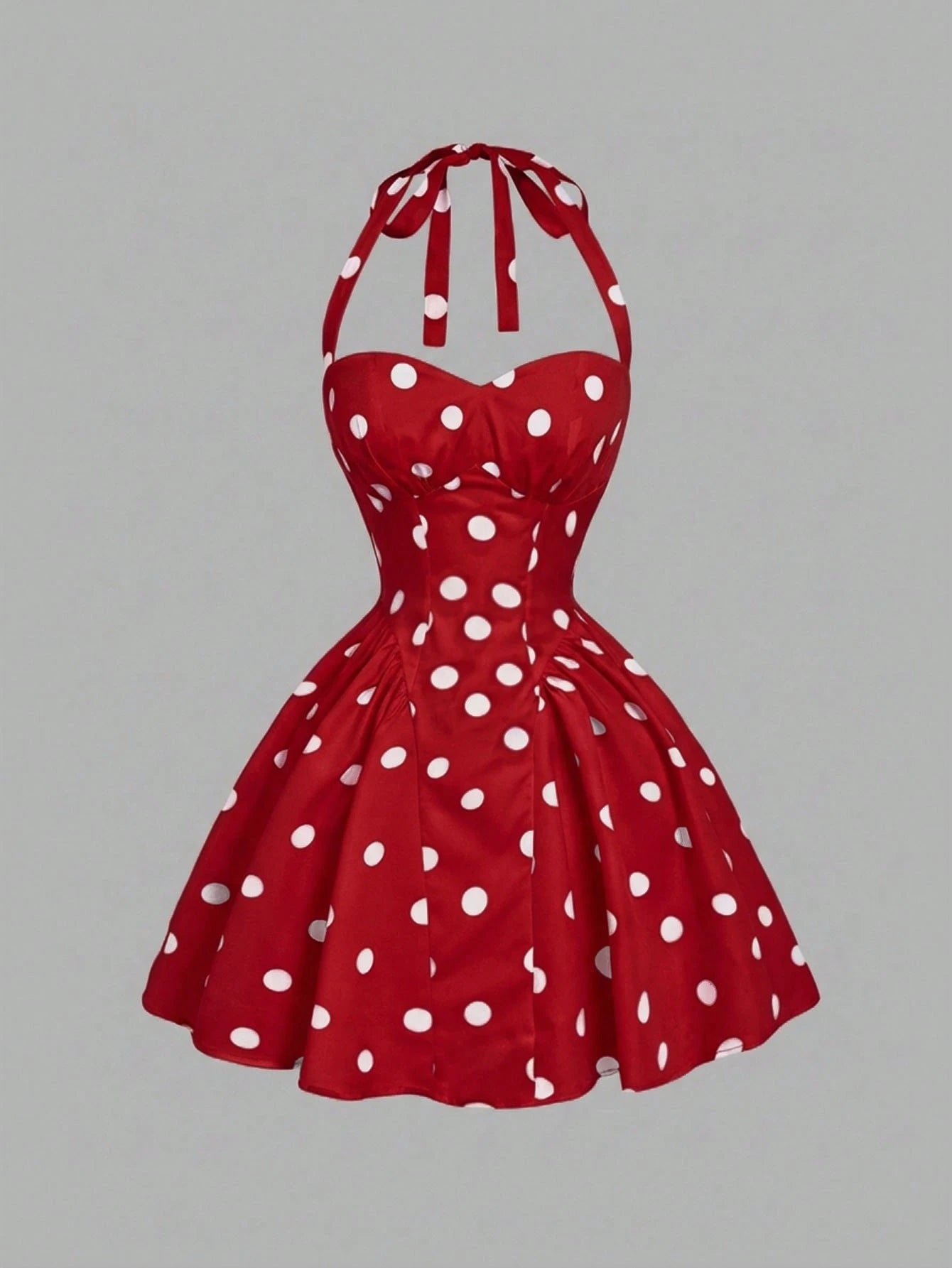 MOD Women's Polka Dot Bandeau Long Dress, Minimalist & Fashionable, Suitable For Summer,Polka Pin Up Red And White Women