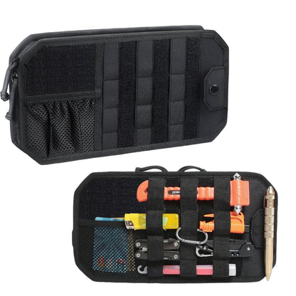 Molle Car Sun Visor Organizer, Original Design Car Accessories With Zipper Visor Storage Pouch & Glasses Clip, Semi-Rigid Molle Panel For Tactical Gears, Fits Most Vehicles, SUVs, Trucks