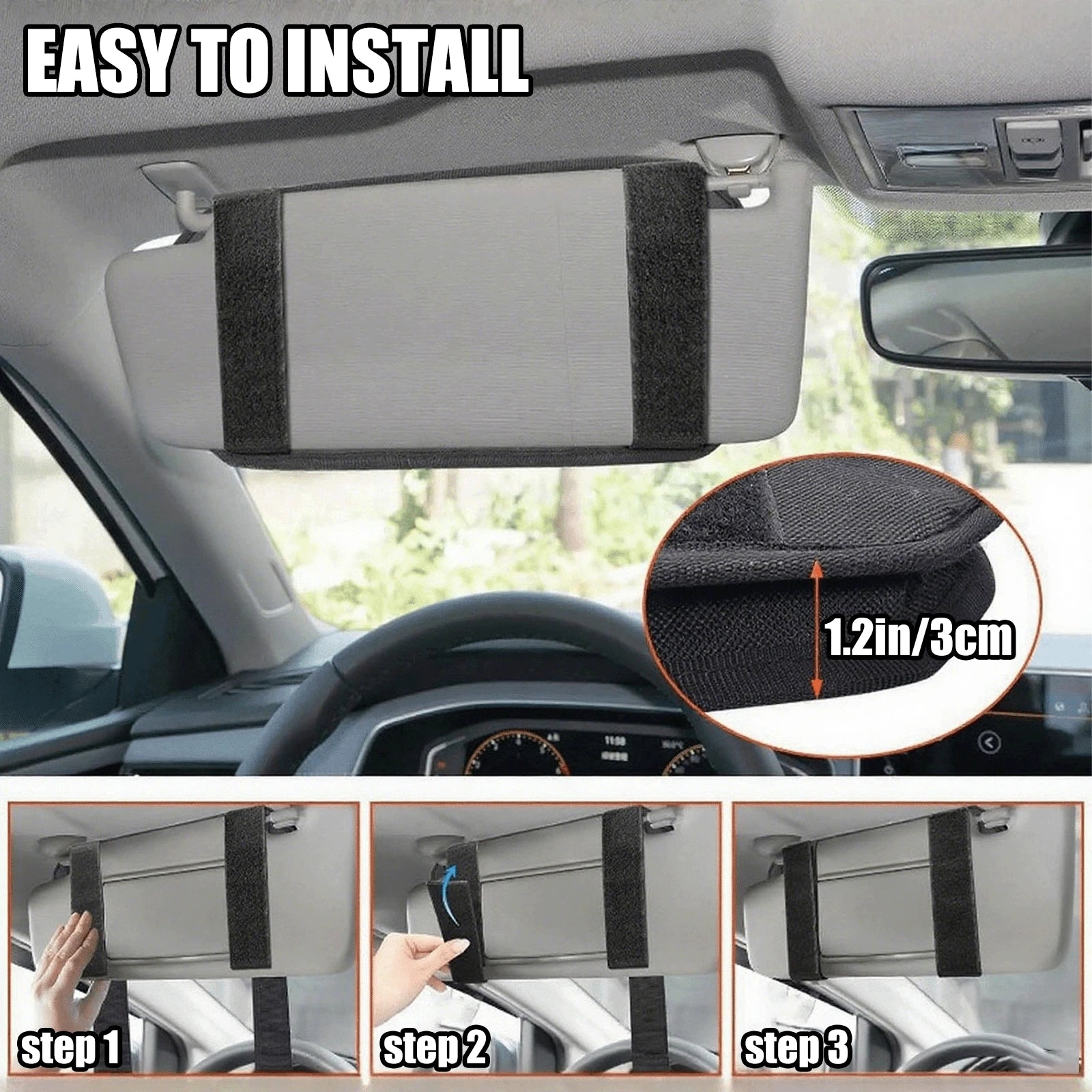 Molle Car Sun Visor Organizer, Original Design Car Accessories With Zipper Visor Storage Pouch & Glasses Clip, Semi-Rigid Molle Panel For Tactical Gears, Fits Most Vehicles, SUVs, Trucks