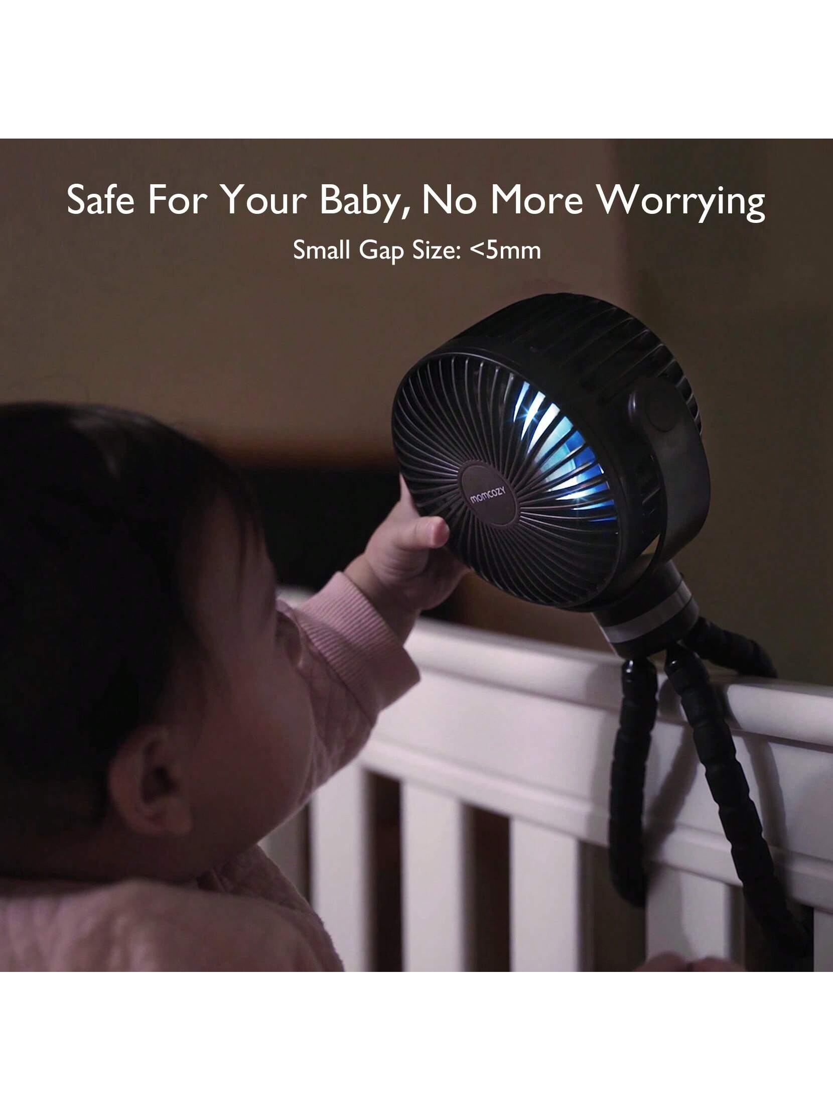 Momcozy Portable Stroller Fan, 27H Ultra-Long Battery Life, Detachable 4 Speed 360°Rotate