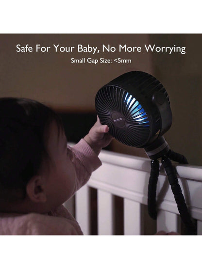 Momcozy Portable Stroller Fan, 27H Ultra-Long Battery Life, Detachable 4 Speed 360°Rotate