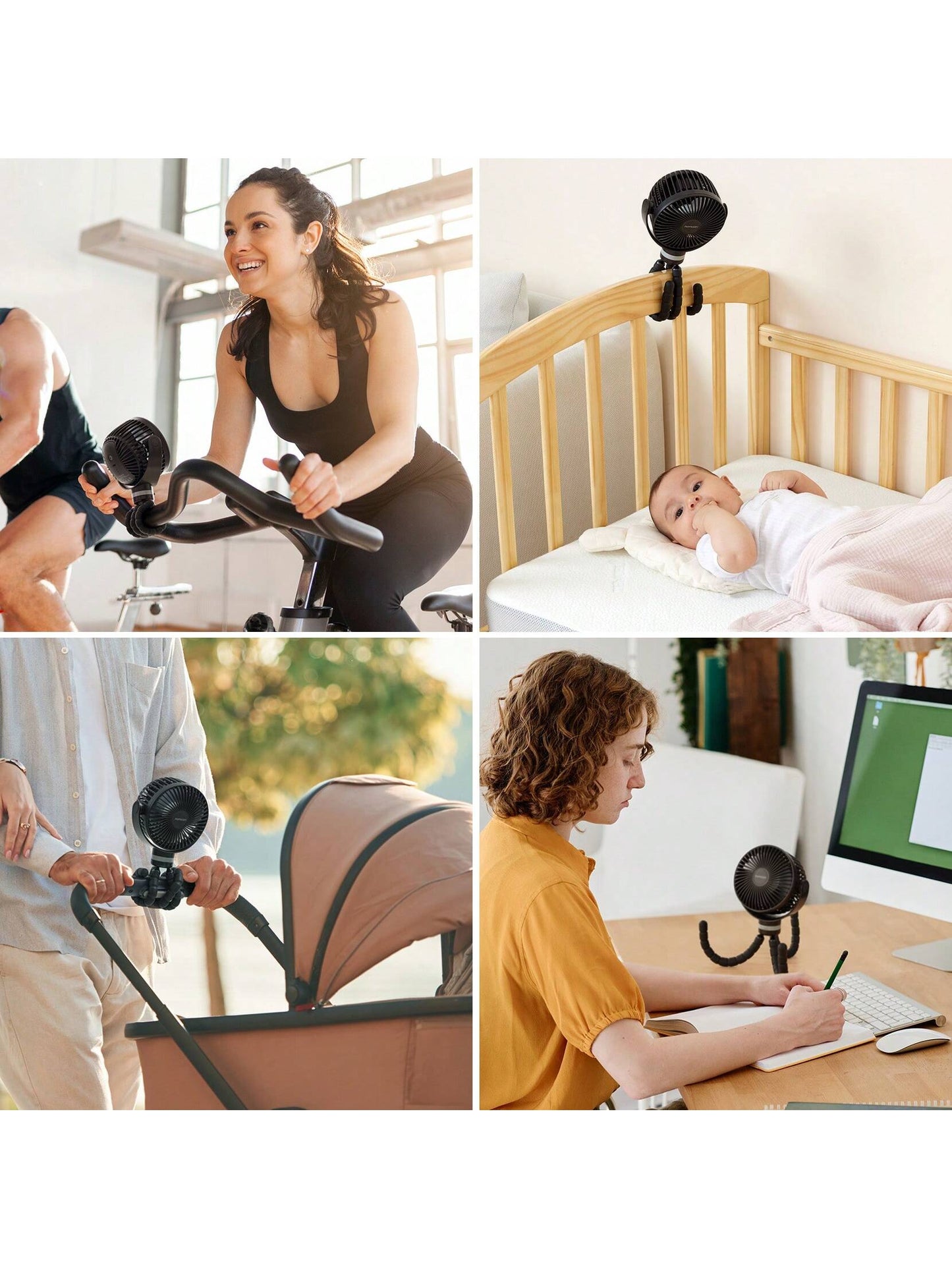 Momcozy Portable Stroller Fan, 27H Ultra-Long Battery Life, Detachable 4 Speed 360°Rotate