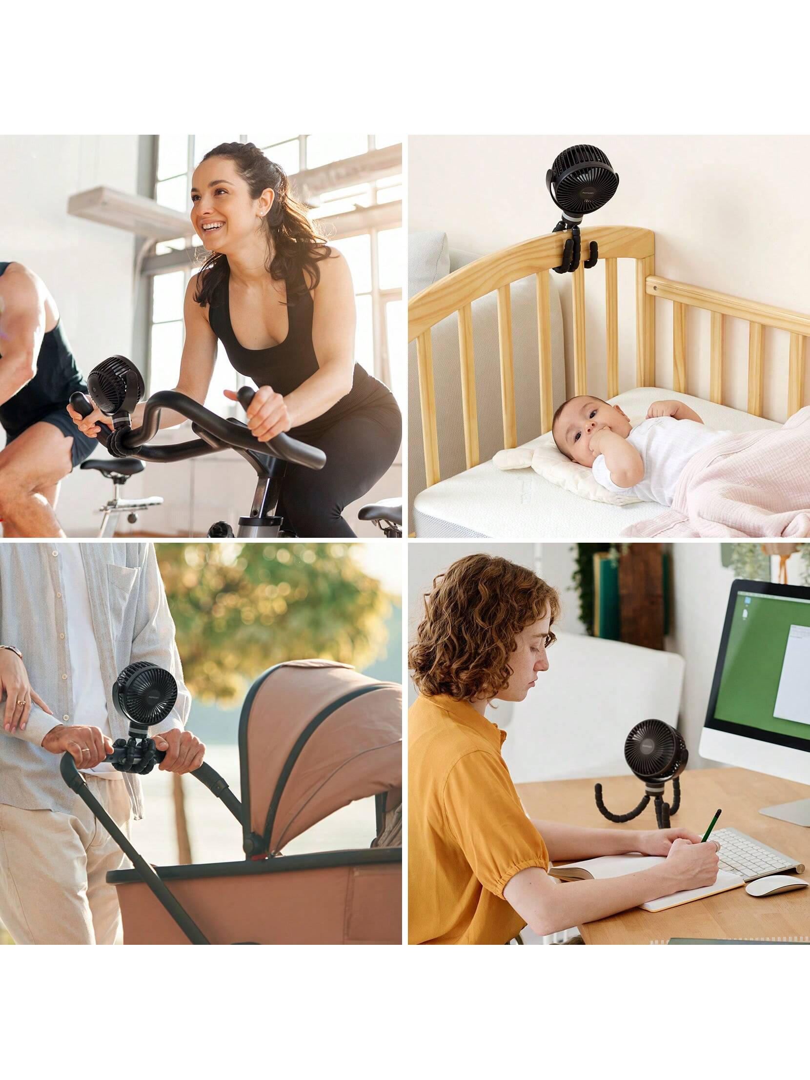 Momcozy Portable Stroller Fan, 27H Ultra-Long Battery Life, Detachable 4 Speed 360°Rotate