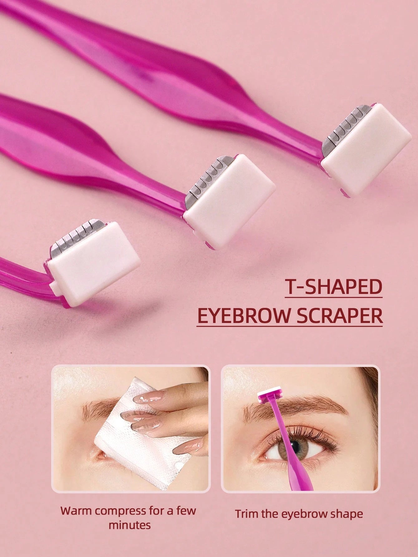 MONKIDS 3pcs T-Shape Purple Eyebrow Razor, Facial Hair Removal Razor, Eyebrow Shaping Tool Kit, Suitable For Home And Travel Use,Makeup,Cheap,Room Decor,Vanity,Travel,Bedroom,Makeup Accessories,Eyebro