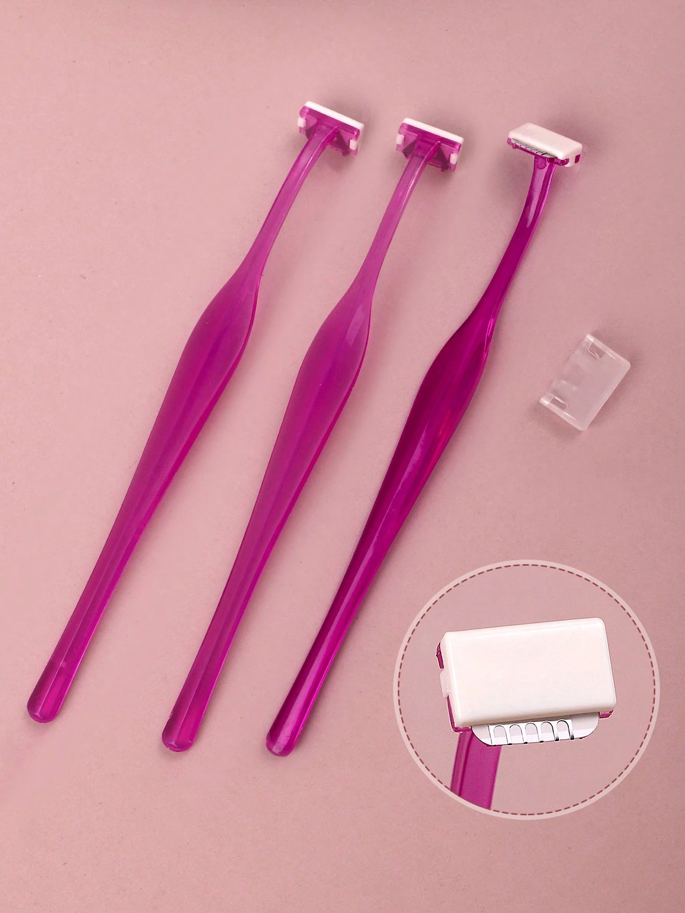 MONKIDS 3pcs T-Shape Purple Eyebrow Razor, Facial Hair Removal Razor, Eyebrow Shaping Tool Kit, Suitable For Home And Travel Use,Makeup,Cheap,Room Decor,Vanity,Travel,Bedroom,Makeup Accessories,Eyebro