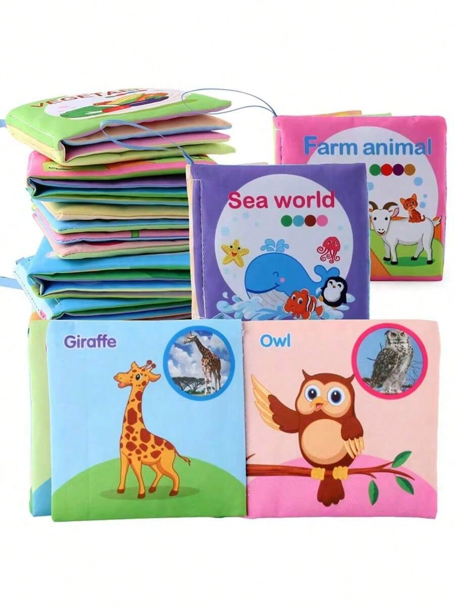 Montessori Sensory Book Set- 6-In-1 Washable Cloth Book With Crinkle Pages & Chewable Teether| Infant Toy For 0-12M