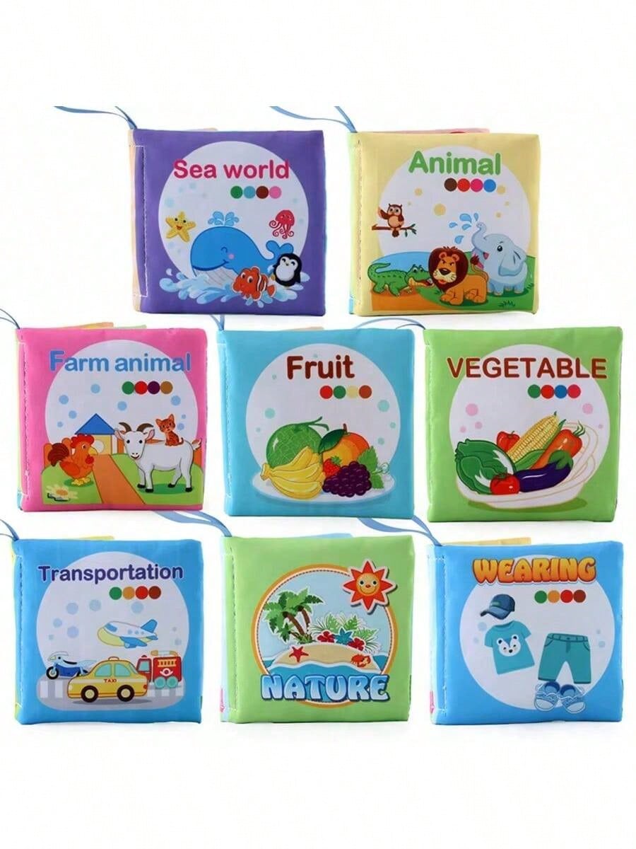 Montessori Sensory Book Set- 6-In-1 Washable Cloth Book With Crinkle Pages & Chewable Teether| Infant Toy For 0-12M