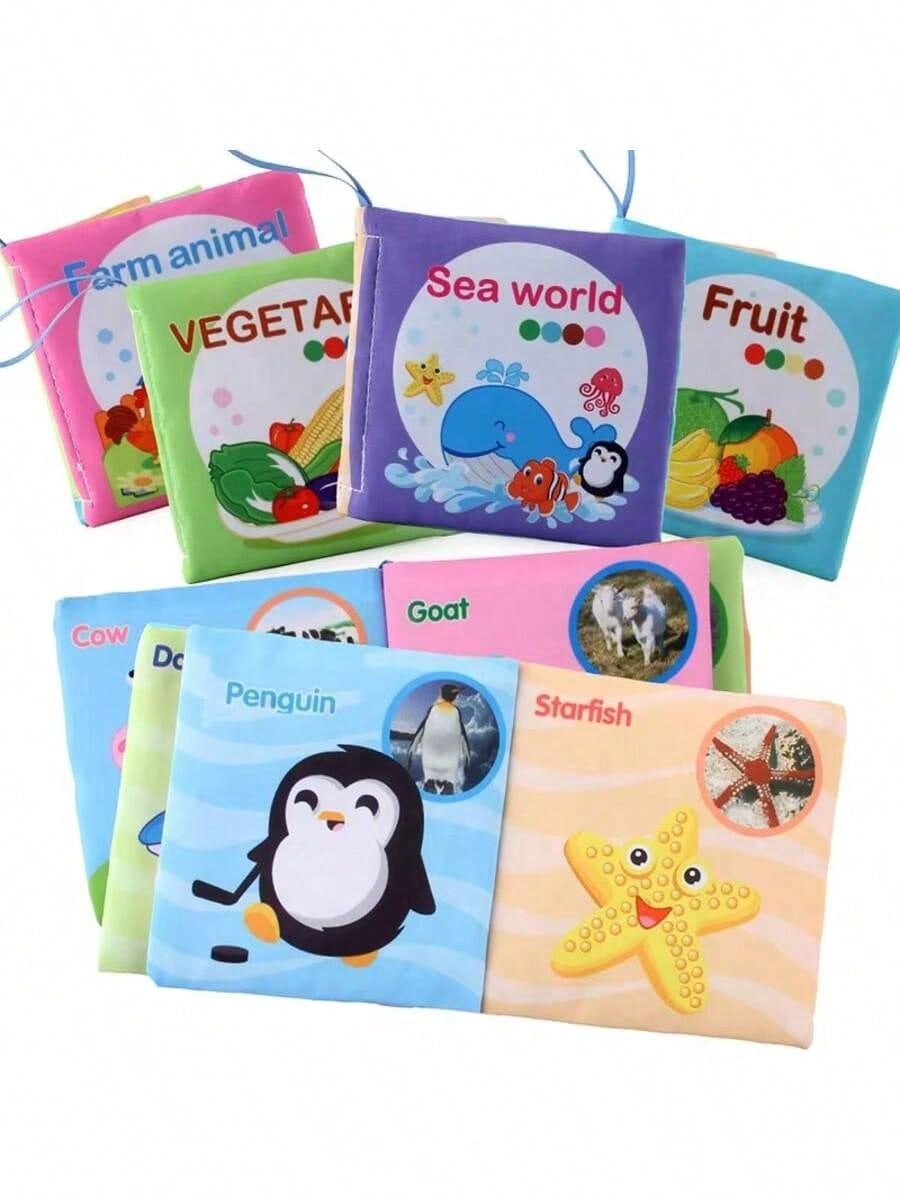 Montessori Sensory Book Set- 6-In-1 Washable Cloth Book With Crinkle Pages & Chewable Teether| Infant Toy For 0-12M