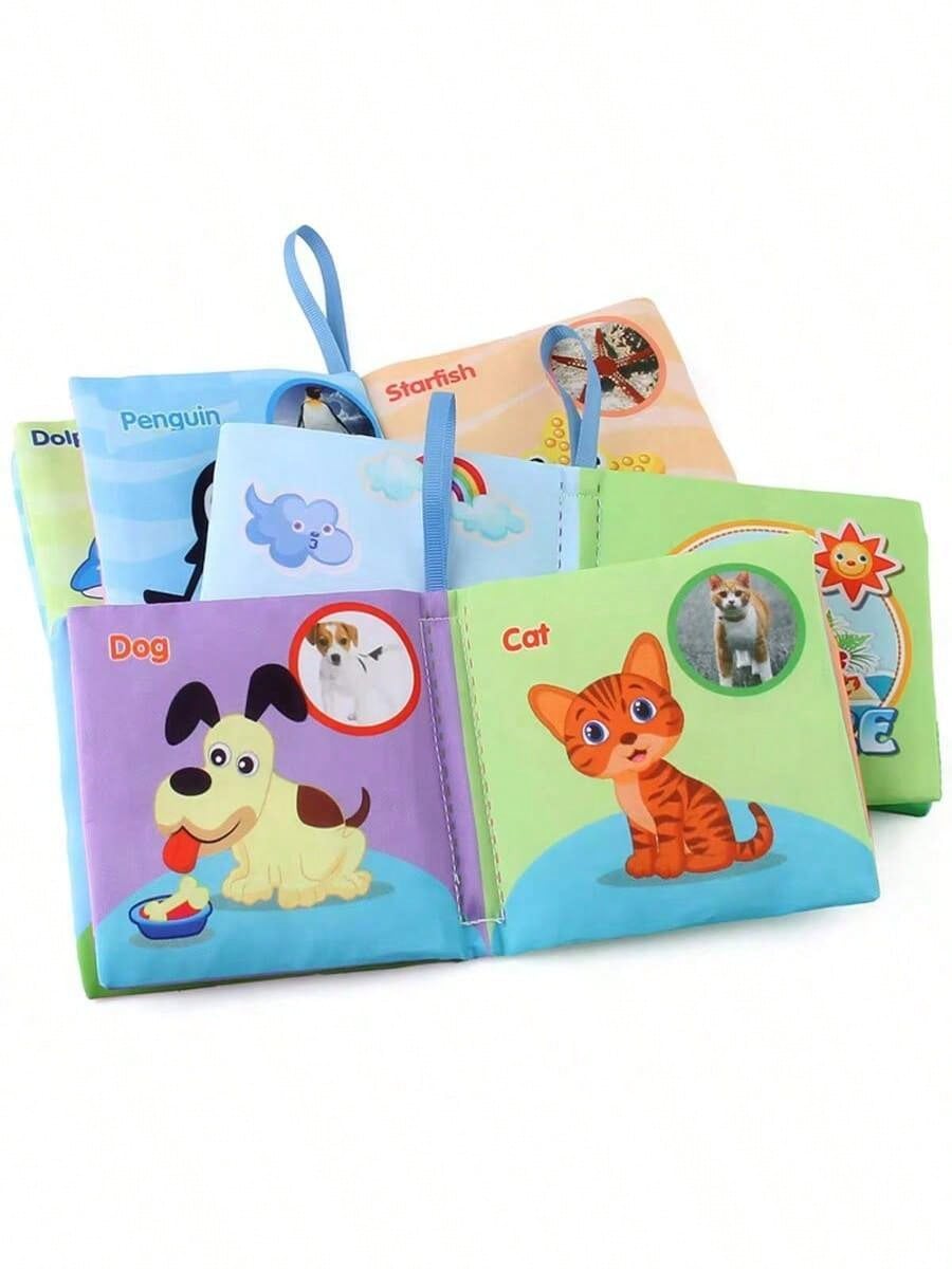 Montessori Sensory Book Set- 6-In-1 Washable Cloth Book With Crinkle Pages & Chewable Teether| Infant Toy For 0-12M