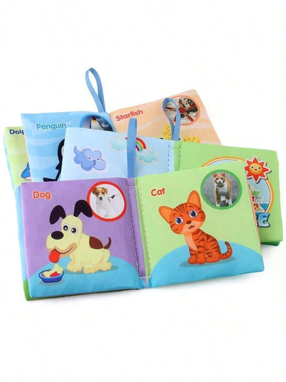 Montessori Sensory Book Set- 6-In-1 Washable Cloth Book With Crinkle Pages & Chewable Teether| Infant Toy For 0-12M