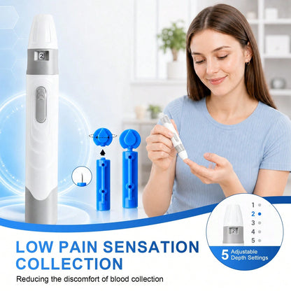 MOOD LIGHT Home Glucose Monitor Kit, Comes With 1 Glucose Meter, 1 Lancet Pen, 50 Test Strips, 50 Lancets, A Five-Level Adjustable Low-Pain Lancing Device, Smart And Portable. Perfect For Home Use, Tr