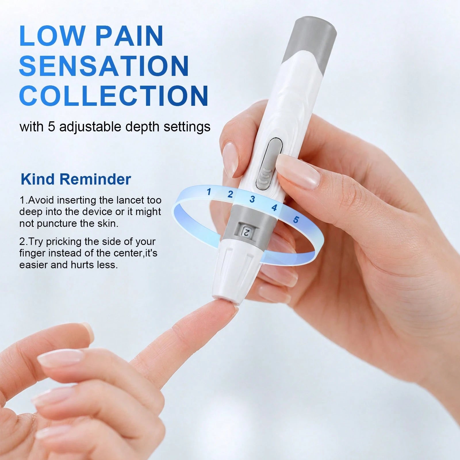 MOOD LIGHT Home Glucose Monitor Kit, Comes With 1 Glucose Meter, 1 Lancet Pen, 50 Test Strips, 50 Lancets, A Five-Level Adjustable Low-Pain Lancing Device, Smart And Portable. Perfect For Home Use, Tr
