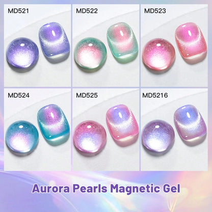 MSRUIOO 8ml Aurora Magnetic Cat Eye Gel Nail Polish- Removable UV/LED Gel Spring/Summer Nail Gel With Rainbow Shimmer Effect