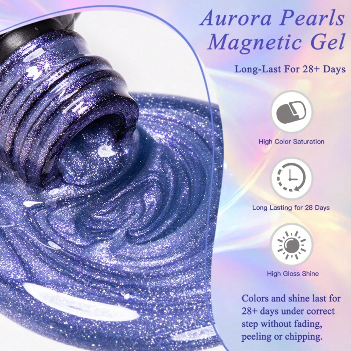 MSRUIOO 8ml Aurora Magnetic Cat Eye Gel Nail Polish- Removable UV/LED Gel Spring/Summer Nail Gel With Rainbow Shimmer Effect