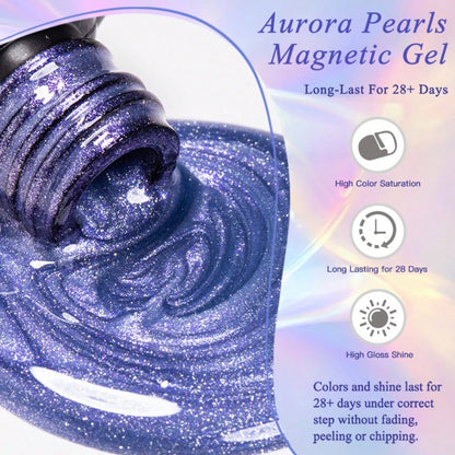 MSRUIOO 8ml Aurora Magnetic Cat Eye Gel Nail Polish- Removable UV/LED Gel Spring/Summer Nail Gel With Rainbow Shimmer Effect