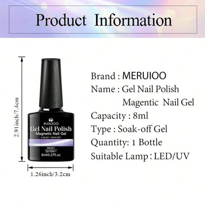 MSRUIOO 8ml Aurora Magnetic Cat Eye Gel Nail Polish- Removable UV/LED Gel Spring/Summer Nail Gel With Rainbow Shimmer Effect